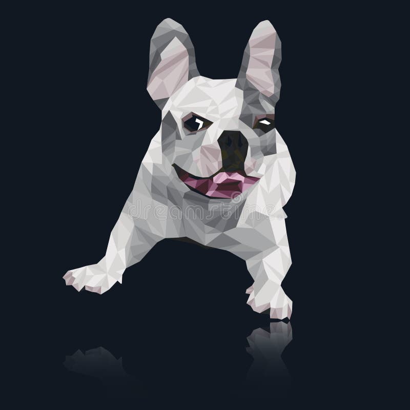Polygonal Style Illustration. French Bulldog on a Dark Background Stock ...