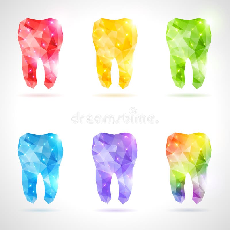 Polygonal vector set of teeth. vector illustration Polygonal vector set of teeth. vector illustration