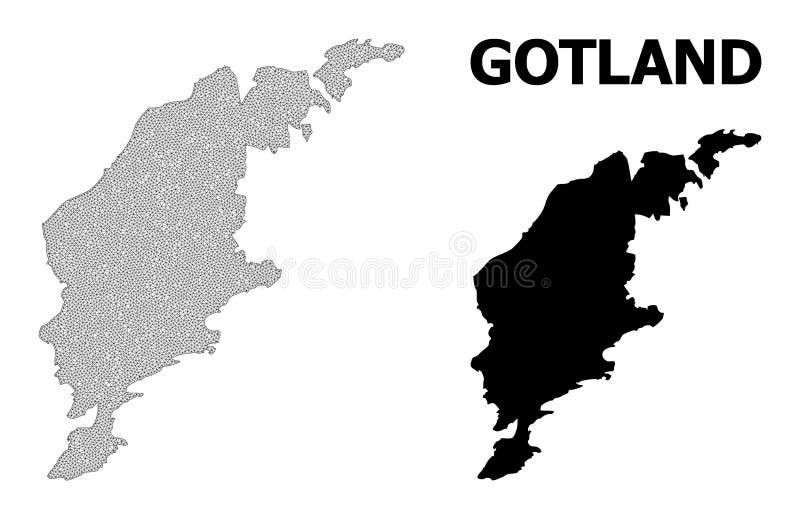Polygonal Wire Frame Mesh High Detail Vector Map of Gotland Island Abstractions vector illustration