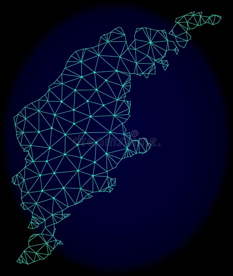 Polygonal Wire Frame Mesh Vector Abstract Map of Gotland Island stock illustration