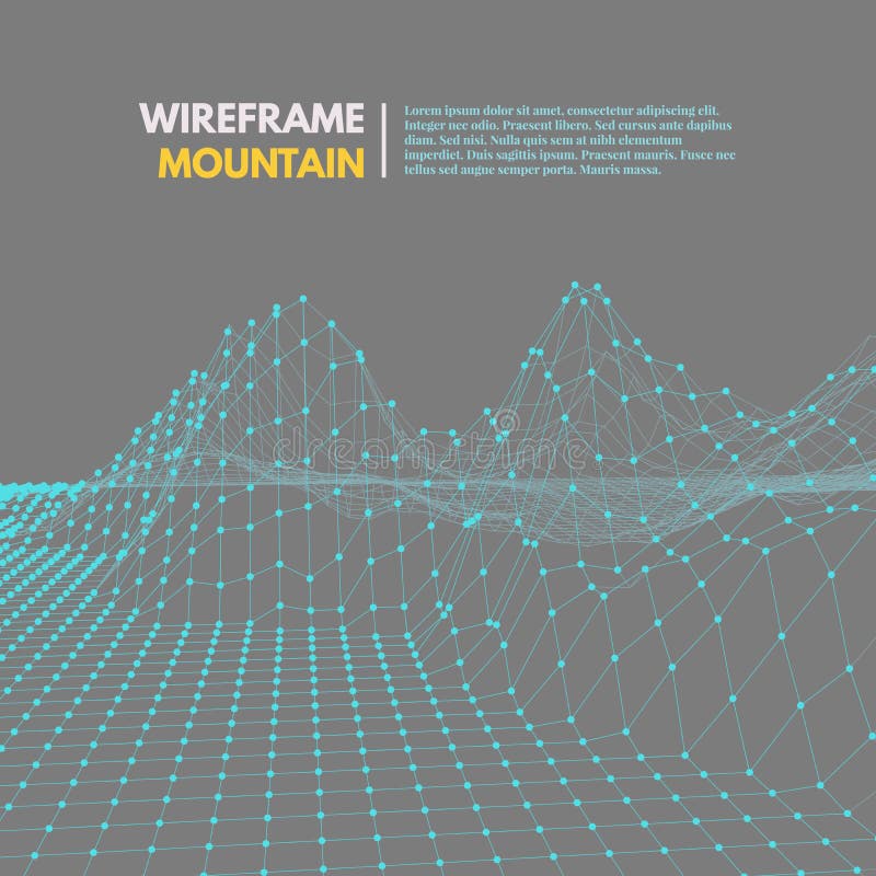 Wireframe mesh polygonal surface. Mountains with connected lines and dots. Vector Illustration EPS10. Wireframe mesh polygonal surface. Mountains with connected lines and dots. Vector Illustration EPS10.