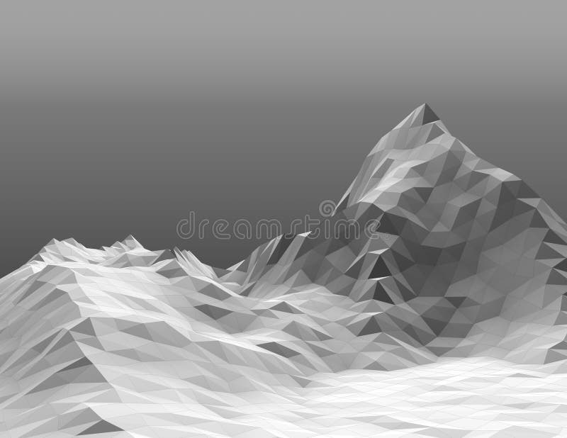 Polygonal γκρίζο χιονώδες υπόβαθρο αιχμών βουνών και κλίσης λόφων απεικόνιση αποθεμάτων