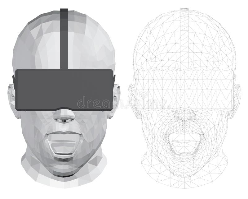 Polygonal κεφάλι ενός ατόμου στα γυαλιά εικονικής πραγματικότητας διανυσματική απεικόνιση