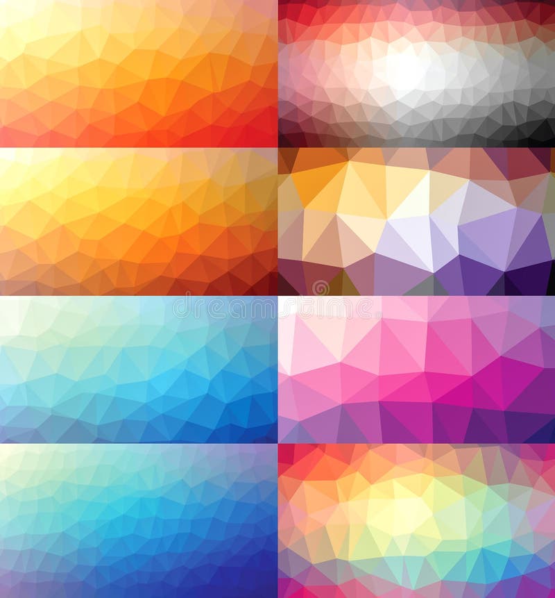 Polygonale Hintergründe des bunten Satzes der Sammlung lizenzfreie abbildung Polygonale Hintergründe des bunten Satzes der Sammlung lizenzfreie abbildung