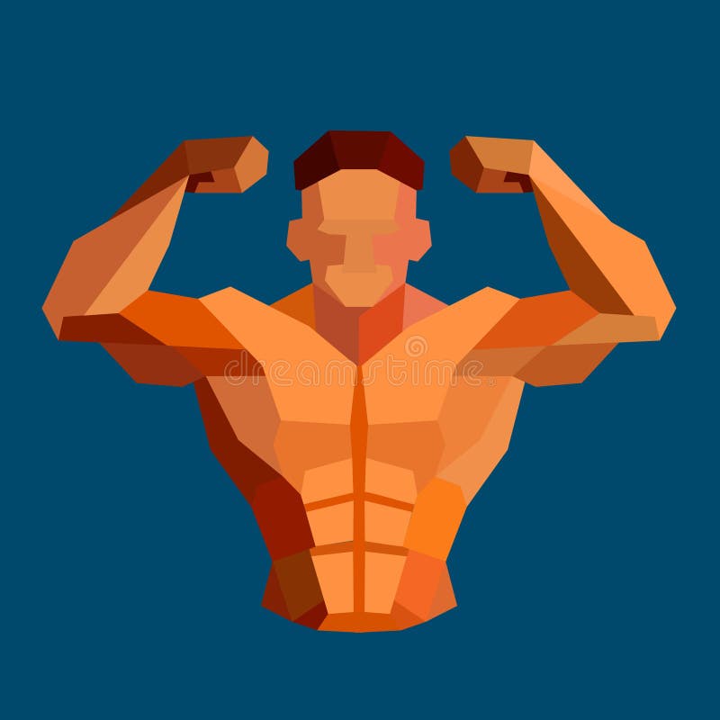 Polygonales farbiges Vektorbodybuilderlogo stock abbildung