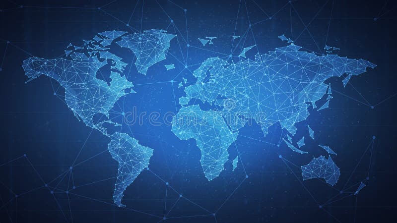 Polygonweltkarte auf blockchain hud Fahne vektor abbildung Polygonweltkarte auf blockchain hud Fahne vektor abbildung