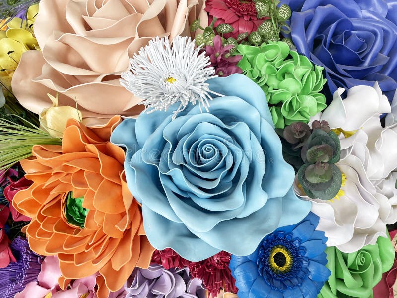 Polymer Clay Decorative Flowers Bouquet Background Stock Photo Image