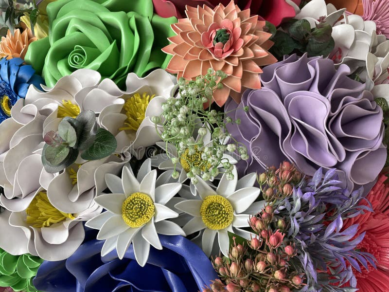 Polymer Clay Decorative Flowers Bouquet Background Stock Photo Image