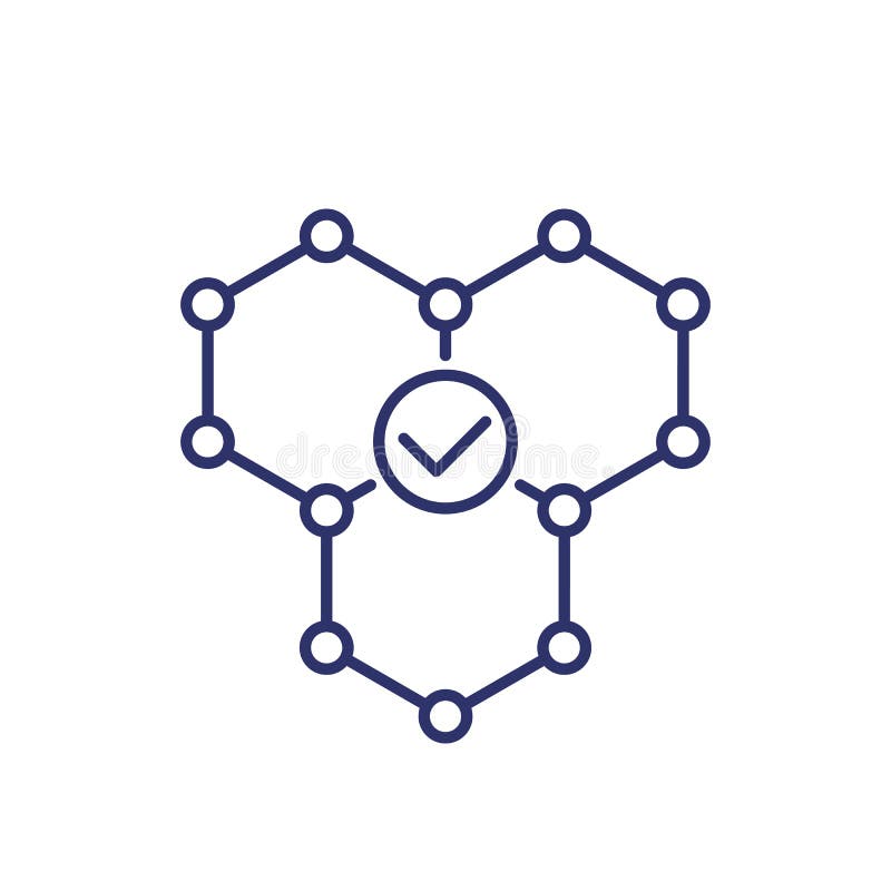 Polymer line icon with a molecule royalty free illustration