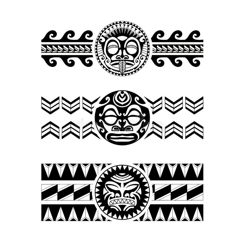 Polynesian Armband Tattoo Stencil Set. Pattern Samoan. Black and White  Texture Stock Vector - Illustration of maori, element: 256293563