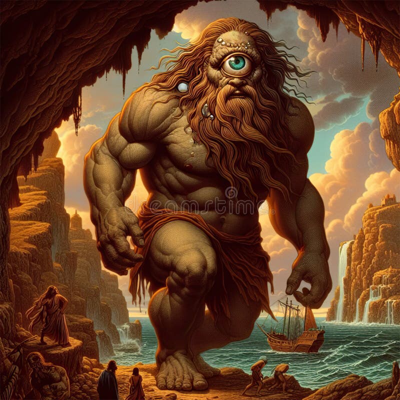 Polyphemus the Mythical Cyclops Son of the Sea God Poseidon Stock Polyphemus the Mythical Cyclops Son of the Sea God Poseidon Stock