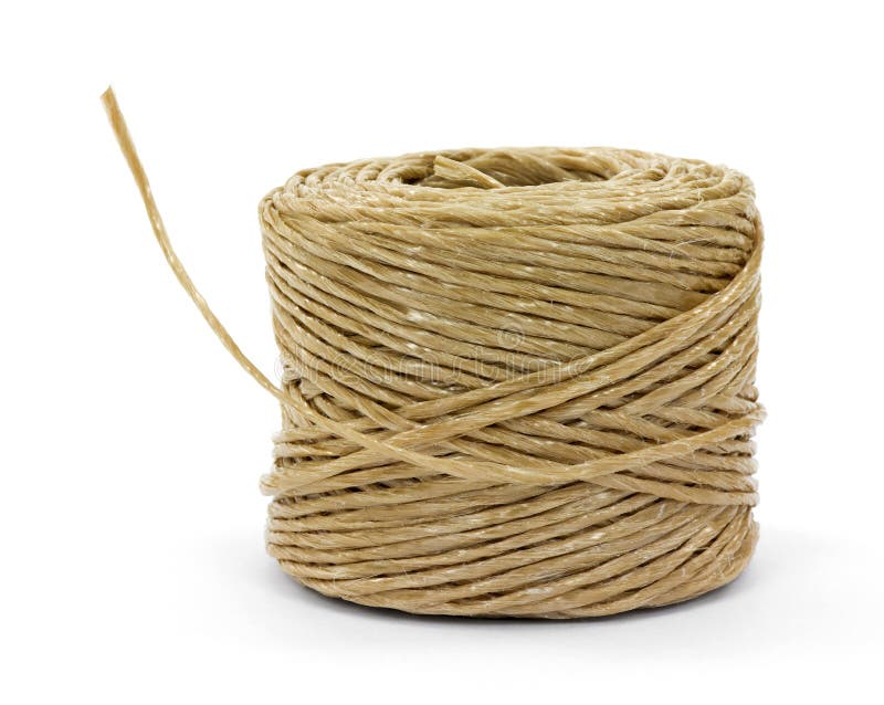 A single roll of polypropylene twine on a white background.