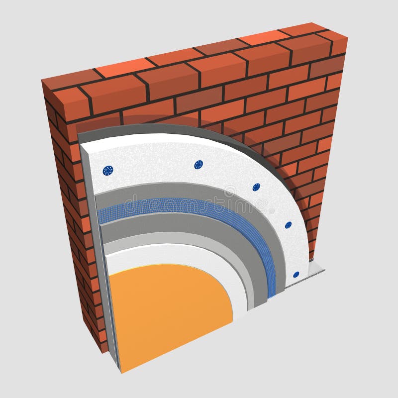 Polystyrene Wall Insulation 3d Scheme Stock Illustration Illustration