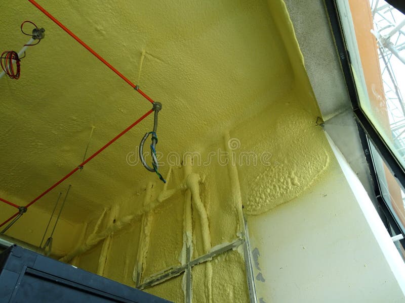 Polyurethane Insulating Foam that Has Been Sprayed and Covered the
