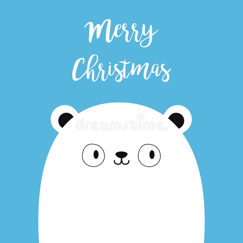 Polär vit björnkudde ansikte. merry christmas. lyckligt nytt år. gullig tecknad kawaii roligt babytecken. arktiskt djur. hej på vi stock illustrationer