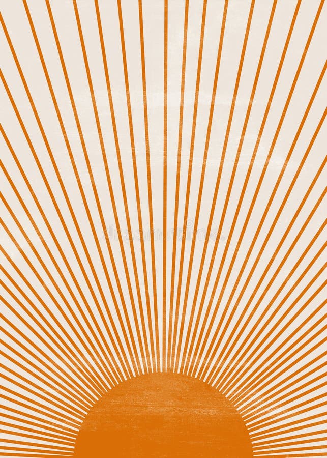Pomarańczowe słońce drukuje boho minimalistyczny druk ścian