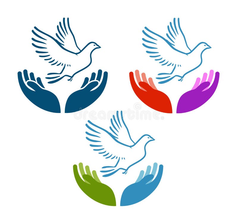 Pombo do voo da paz do ícone aberto das mãos Caridade, ecologia, logotipo do vetor do ambiente natural ou símbolo ilustração do vetor Pombo do voo da paz do ícone aberto das mãos Caridade, ecologia, logotipo do vetor do ambiente natural ou símbolo ilustração do vetor