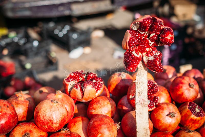 Pomegranate at Fruit Market Stock Image Image of diet, organic 141944829