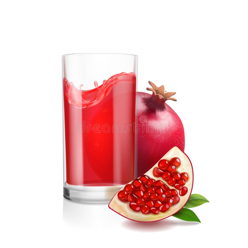 Pomegranate juice in a glass. Garnet Fresh isolated on white background. royalty free illustration Pomegranate juice in a glass. Garnet Fresh isolated on white background. royalty free illustration