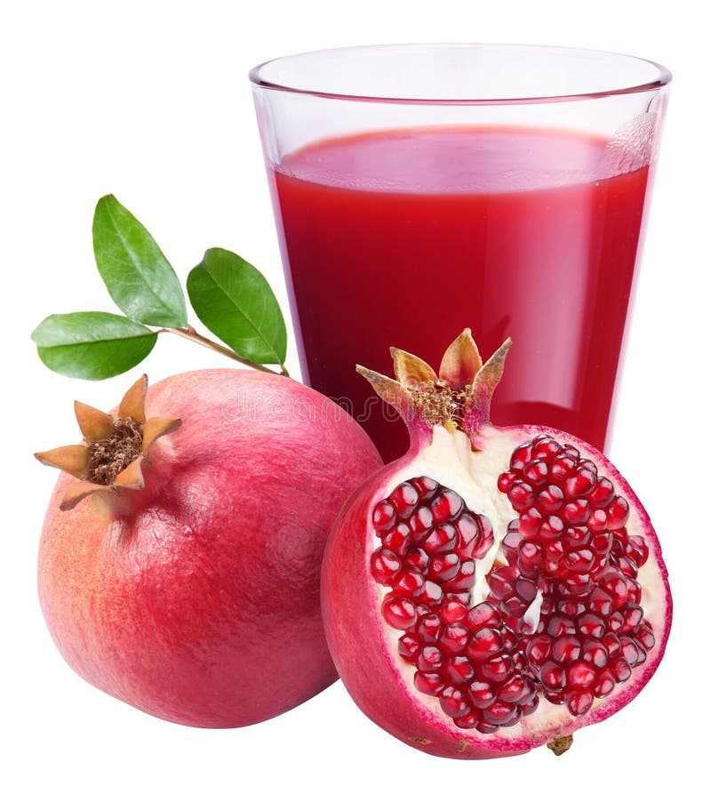 Granatapfel saft granatapfel auf der weiß.