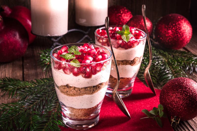 Pomegranate -Mascarpone Dessert Stock Photo - Image of holiday, healthy ...