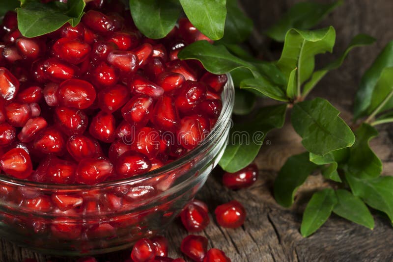 Pomegranate Seeds Leaves stock photos Pomegranate Seeds Leaves stock photos