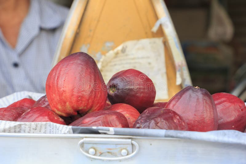 Pomerac or Malay Apple or Mountain Apple on Sale in Market Stock Photo