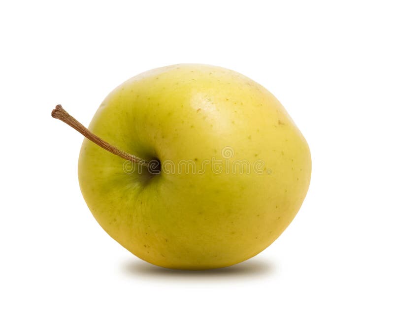 Pomme juteuse jaune isolée sur fond blanc photographie stock libre de droits