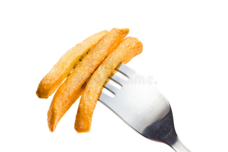 Pommes-Frites auf Gabel lizenzfreies stockfoto Pommes-Frites auf Gabel lizenzfreies stockfoto