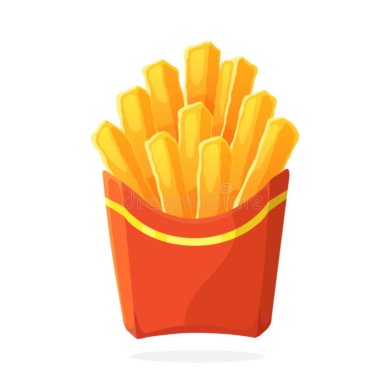 Pommes Frites Dans Un Paquet  Rouge De Papier Illustration 