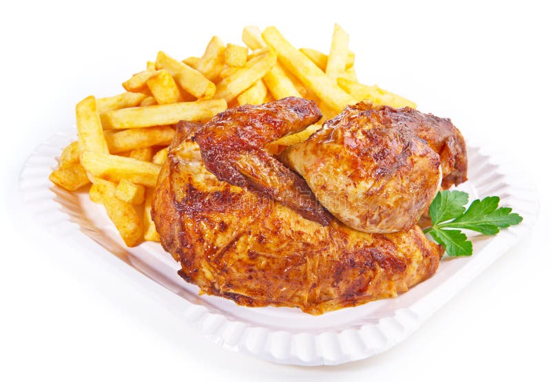Pommes frites grillées de wirh de poulet image libre de droits Pommes frites grillées de wirh de poulet image libre de droits