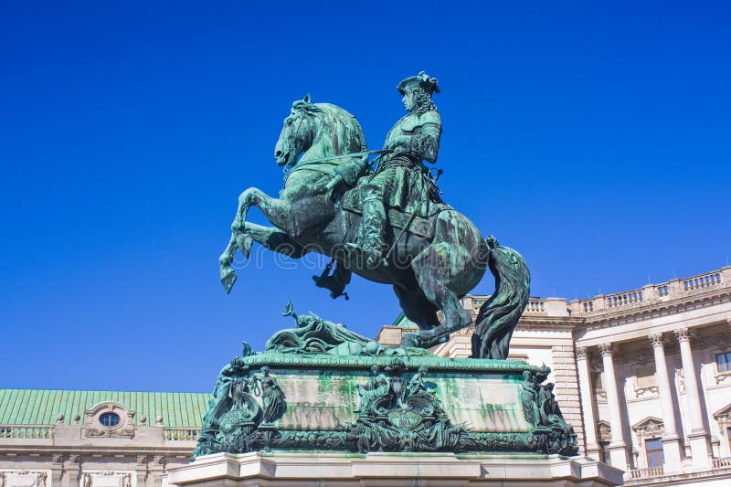 Pomnik Jeździego Księcia Eugenu Sabaudzkiego w Heldenplatz w Wiedniu Austria zdjęcie stock