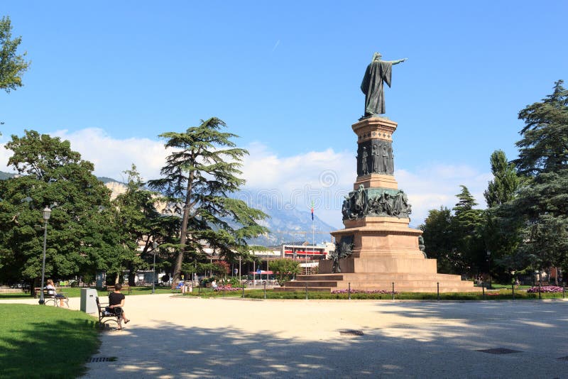 Monument statue of Dante Alighieri in Trento in Italy. Monument statue of Dante Alighieri in Trento in Italy