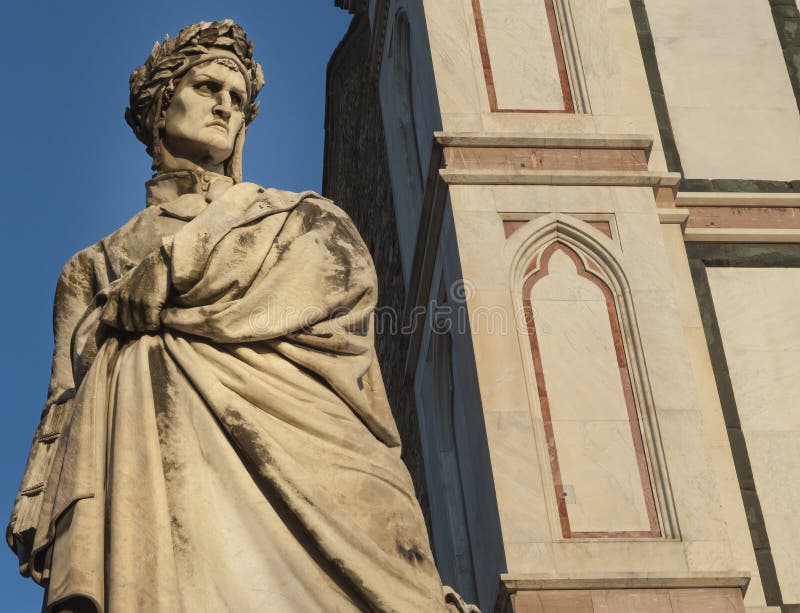 Statue of the Renaissance poet Dante Alighieri in Florence next to the Santa Croce basilica. Statue of the Renaissance poet Dante Alighieri in Florence next to the Santa Croce basilica.