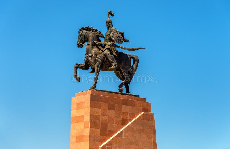 Pomnikowa epopeja Manas na ałunu kwadracie w Bishkek, Kirgistan fotografia royalty free Pomnikowa epopeja Manas na ałunu kwadracie w Bishkek, Kirgistan fotografia royalty free