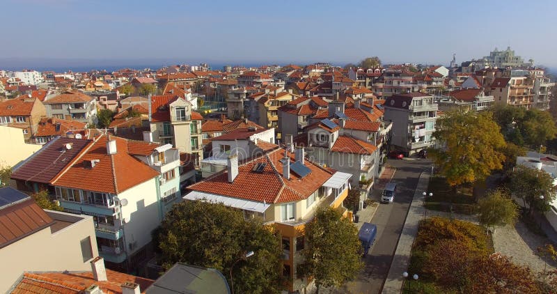 Pomorie курортный город на побережье Чёрного моря, Болгарии стоковые изображения rf
