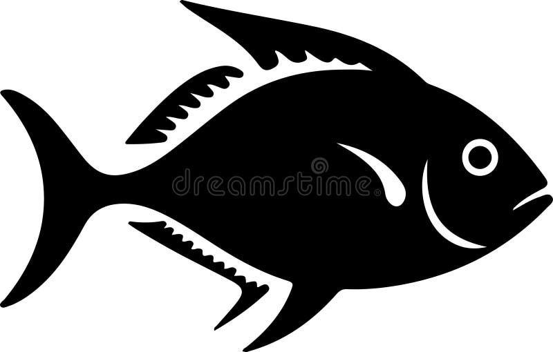 Pompano Black Silhouette Generative Ai stock illustration