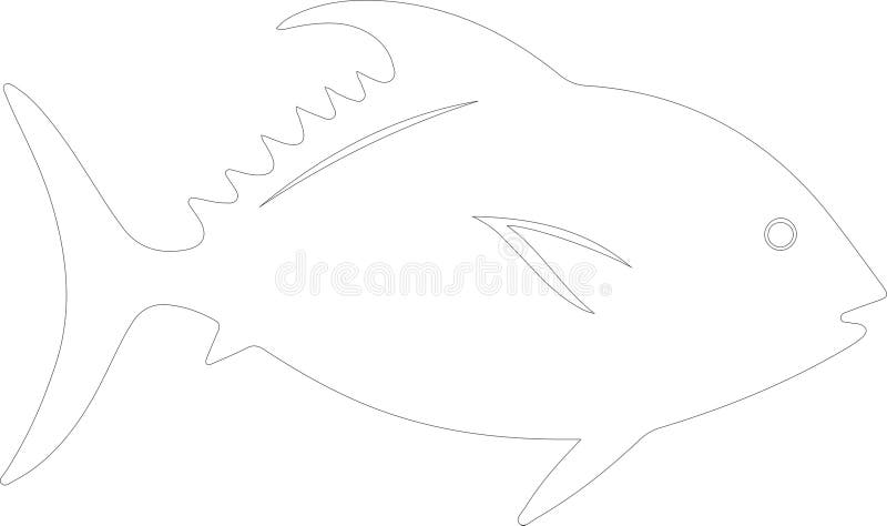 Pompano Outline Silhouette Generative Ai vector illustration