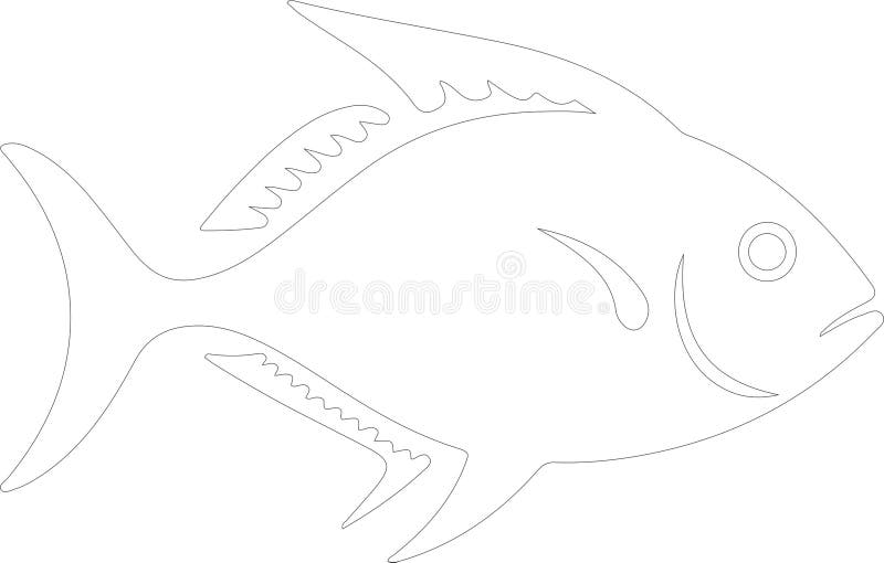 Pompano Outline Silhouette Generative Ai stock illustration