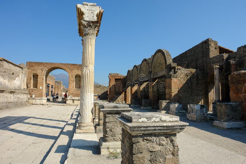 Ruins of the ancient roman city of Pompeii, which was destroyed by the volcano Mount Vesuvius, about two millenniums ago, 79 AD