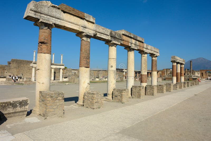 Ruins of the ancient roman city of Pompeii, which was destroyed by the volcano Mount Vesuvius, about two millenniums ago, 79 AD