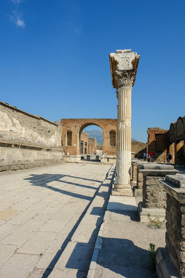 Ruins of the ancient roman city of Pompeii, which was destroyed by the volcano Mount Vesuvius, about two millenniums ago, 79 AD