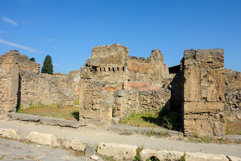 Ruins of the ancient roman city of Pompeii, which was destroyed by the volcano Mount Vesuvius, about two millenniums ago, 79 AD