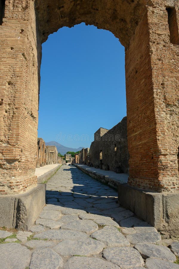 Ruins of the ancient roman city of Pompeii, which was destroyed by the volcano Mount Vesuvius, about two millenniums ago, 79 AD