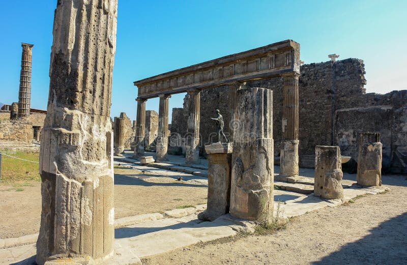 Ruins of the ancient roman city of Pompeii, which was destroyed by the volcano Mount Vesuvius, about two millenniums ago, 79 AD