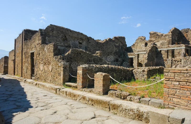 Ruins of the ancient city of Pompeii, which was destroyed by the volcano Mount Vesuvius, about two millenniums ago, 79 AD