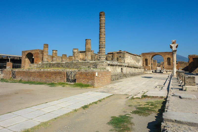 Ruins of the ancient roman city of Pompeii, which was destroyed by the volcano Mount Vesuvius, about two millenniums ago, 79 AD