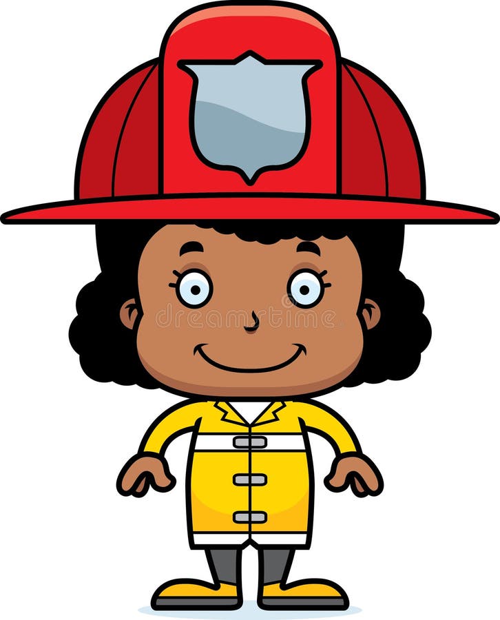 A cartoon firefighter girl smiling. A cartoon firefighter girl smiling.