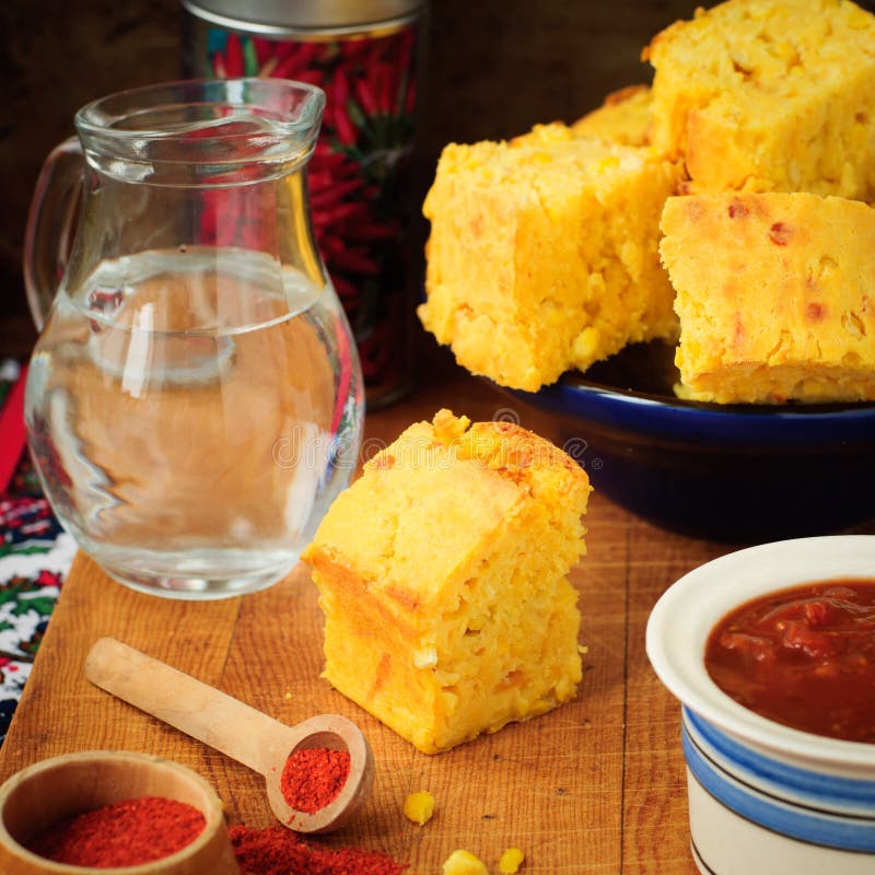 Pieces of Pumpkin and Cornmeal Bread with Corn Kernels. Pieces of Pumpkin and Cornmeal Bread with Corn Kernels