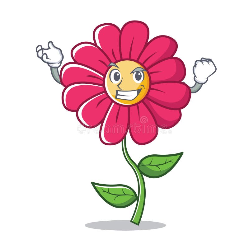 Pomyślna menchia kwiatu charakteru kreskówka ilustracji Pomyślna menchia kwiatu charakteru kreskówka ilustracji